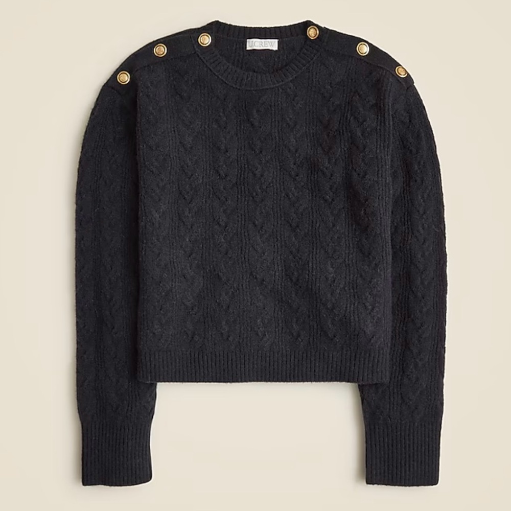 NWT J Crew Cable-knit Sweater Wool Alpaca Blend Buttons in Supersoft Yarn Sz XXL